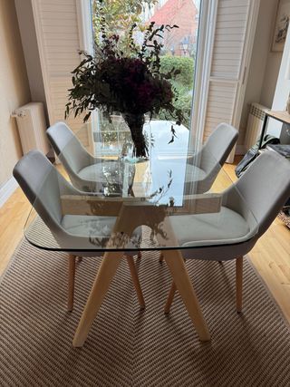 Mesa Comedor Kenay Cristal y Madera