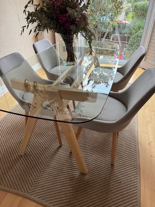 Mesa Comedor Kenay Cristal y Madera