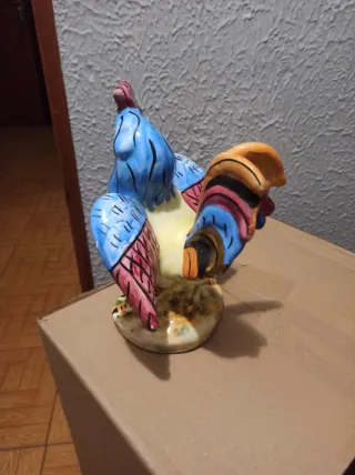 Figura Gallo Cerámica Vintage Multicolor