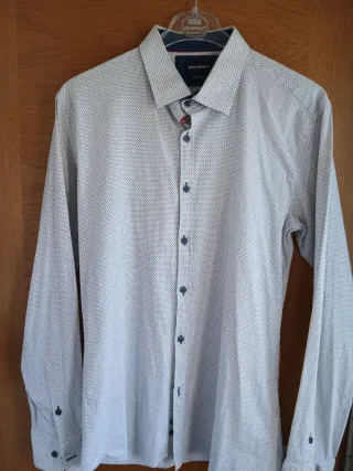 Camisa Pierre Cardin Estampada Azul/Blanco