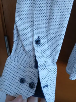 Camisa Pierre Cardin Estampada Azul/Blanco