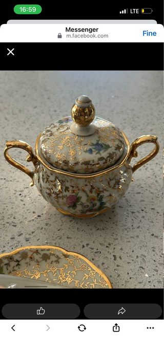 Servizio da caffè in porcellana dorata vintage