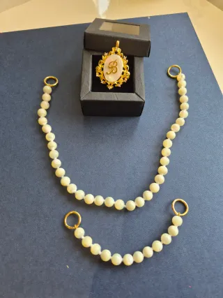 Collar y pulsera fallera nacarada letra B