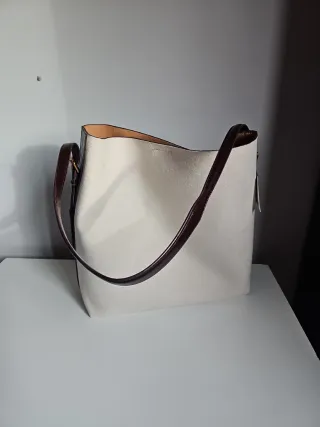 Bolso Zara Beige y marrón oscuro sin estrenar