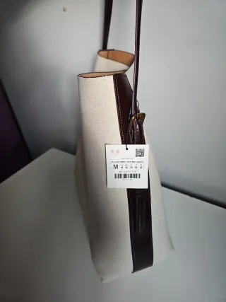 Bolso Zara Beige y marrón oscuro sin estrenar