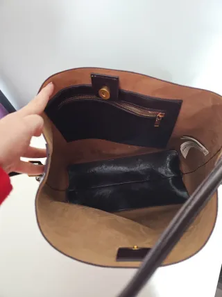 Bolso Zara Beige y marrón oscuro sin estrenar