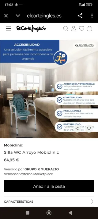 Silla WC Mobiclinic con Reposabrazos