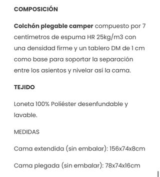 Colchón Plegable camper