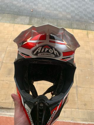 Casco Airoh Enduro Cross Blanco Rojo