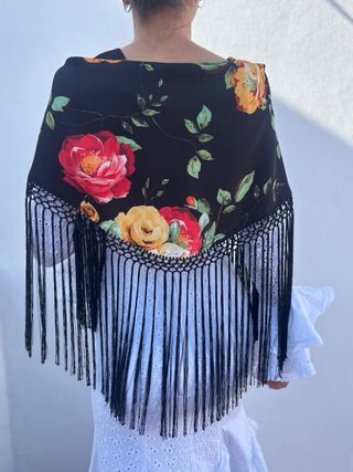 Manton de  Flamenca Negro para adultas