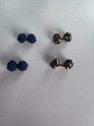 Gemelos Nudo Camisa Azul y Dorado