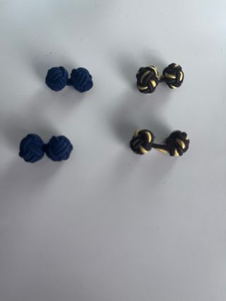 Gemelos Nudo Camisa Azul y Dorado