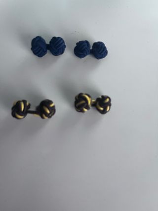 Gemelos Nudo Camisa Azul y Dorado