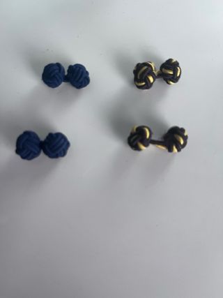 Gemelos Nudo Camisa Azul y Dorado