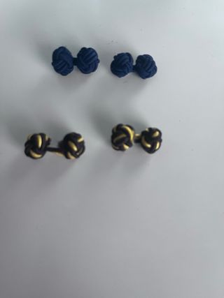 Gemelos Nudo Camisa Azul y Dorado