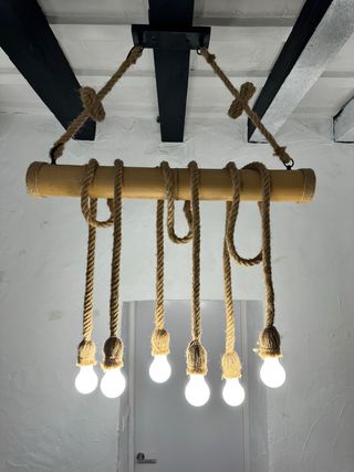 Lámpara Colgante Bambú y Cuerda