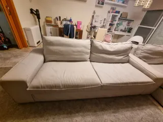 Sofá 3 plazas + chaise longue beige