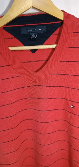 Jersey Tommy Hilfiger Rayas Naranja Talla XL