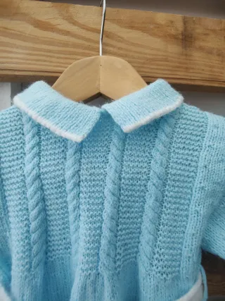 Pelele y patucos hechos a mano azul 3-6 m