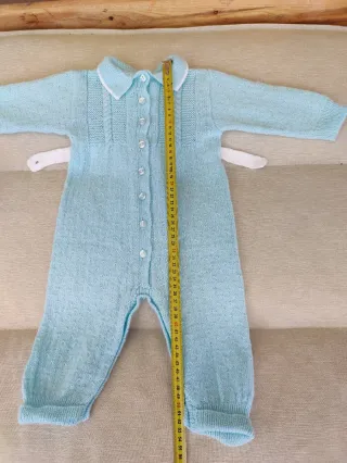 Pelele y patucos hechos a mano azul 3-6 m