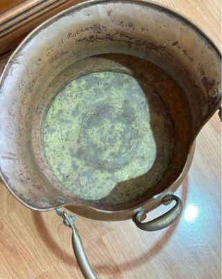 Macetero antiguo cobre, bronce y latón