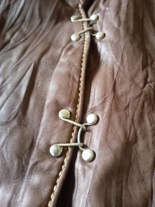 Cazadora cuero natural marrón