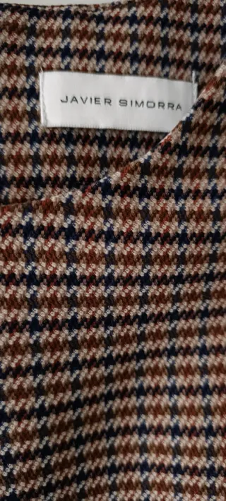 Vestido Javier Simorra cuadros beige y marrón