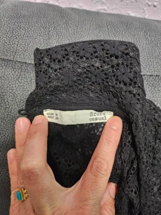 Camisa encaje transparente negra T-M