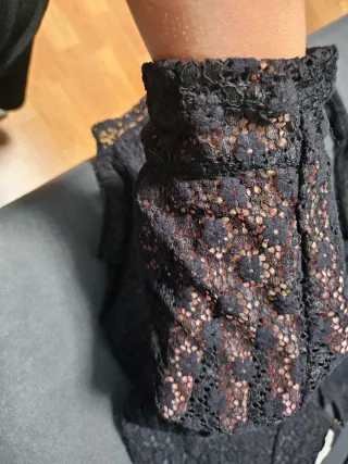 Camisa encaje transparente negra T-M