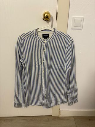 Camisa de rayas Pull&Bear azul y blanca Talla M