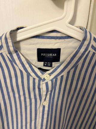 Camisa de rayas Pull&Bear azul y blanca Talla M