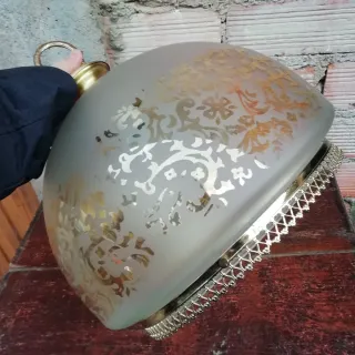 Lámpara colgante cristal y metal dorada