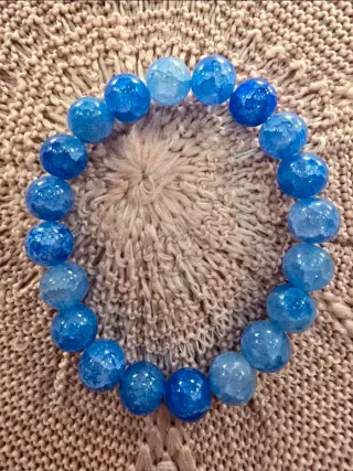 Pulsera elástica de cristal azul