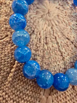 Pulsera elástica de cristal azul