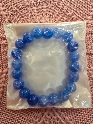 Pulsera elástica de cristal azul