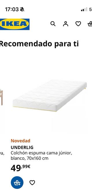 Cama infantil Ikea 70x160 con somier y colchón