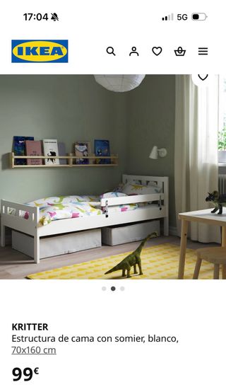 Cama infantil Ikea 70x160 con somier y colchón