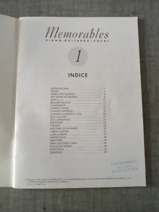 Memorables 1 Piano Guitarra Vocal