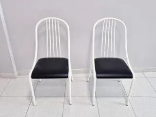 4 Sillas Cocina Metal Negro/Blanco