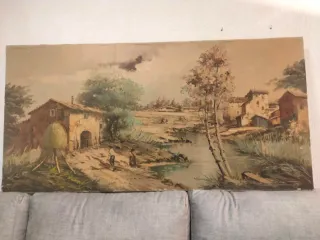 Cuadro al óleo paisaje rural