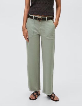 Pantalones anchos verdes Mango Teen