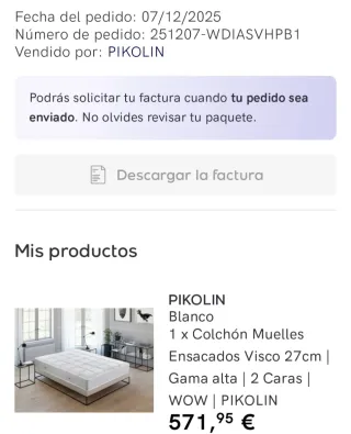 Colchón Pikolin a estrenar