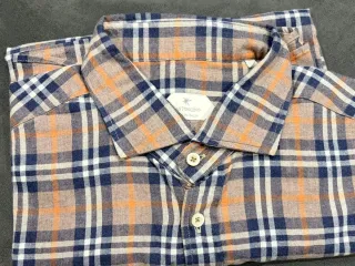 Camicia Bastoncino a quadri blu e arancio