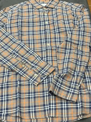 Camicia Bastoncino a quadri blu e arancio