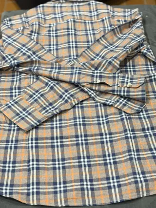 Camicia Bastoncino a quadri blu e arancio