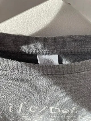 Sudadera fina Zara gris con texto