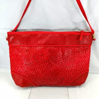 Borsa estiva in paglia intrecciata rossa