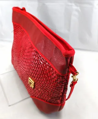 Borsa estiva in paglia intrecciata rossa