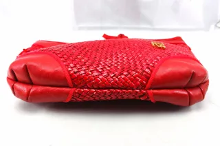 Borsa estiva in paglia intrecciata rossa