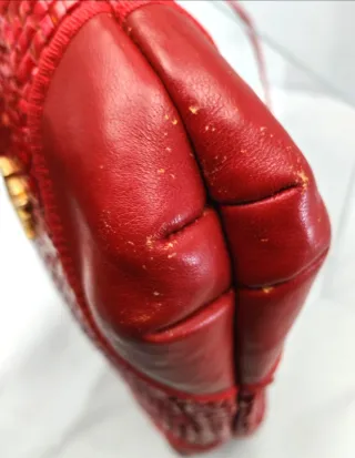 Borsa estiva in paglia intrecciata rossa